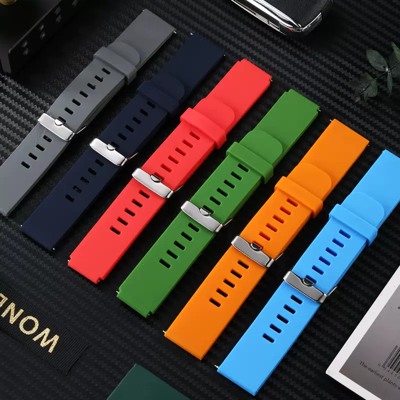 适用华为苹果20mm22mm快拆生耳硅胶手表带批发