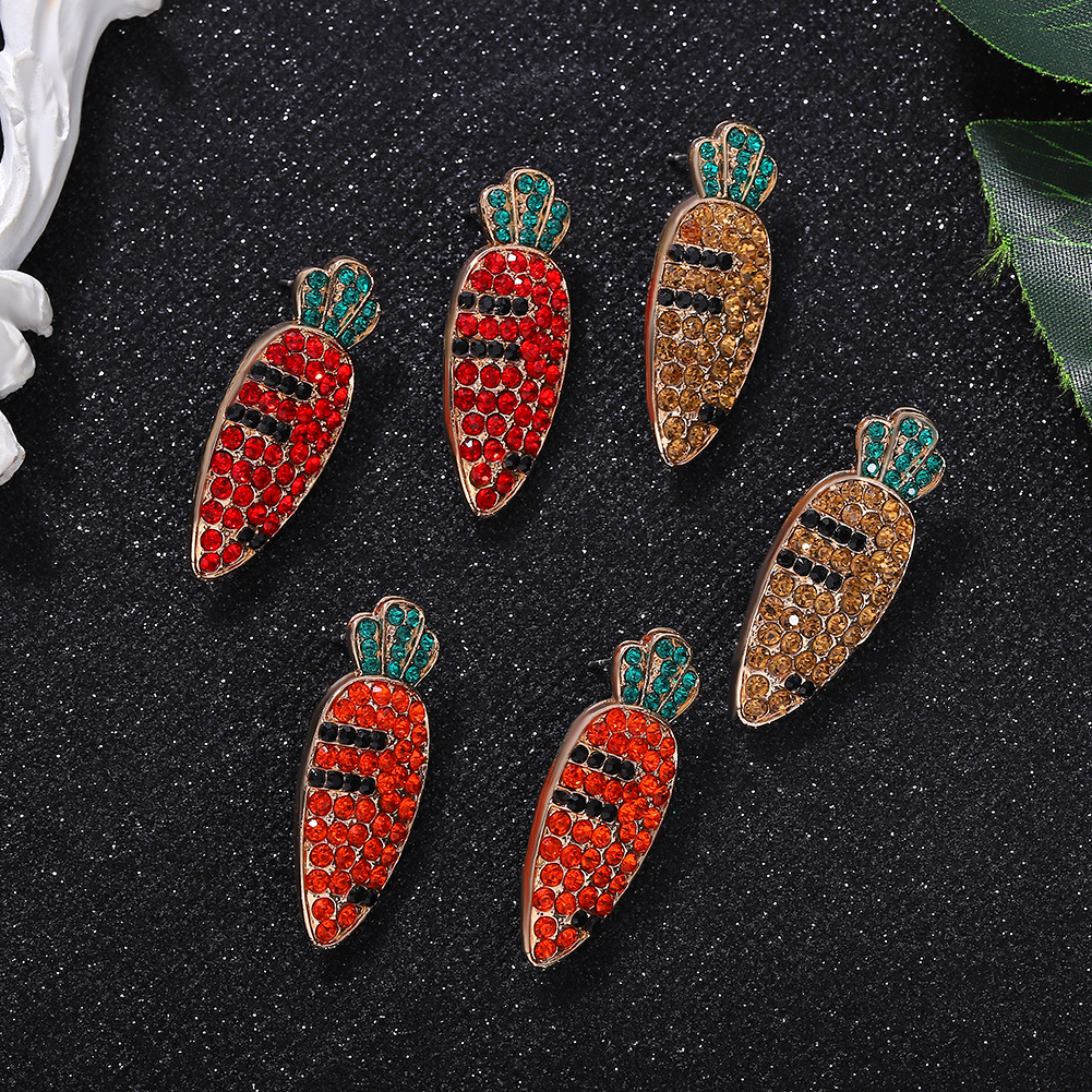 Fashion Sweet Rhinestone Women&#39;s Earrings New Carrot Earrings Wholesale display picture 7