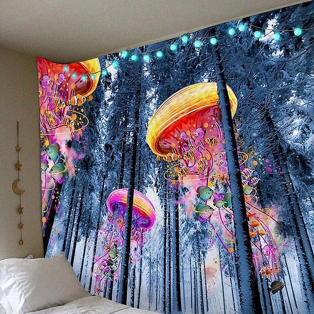 Wide large door forest Starry Sky jellyfish ins background decorative cloth home decoration mural tapestry