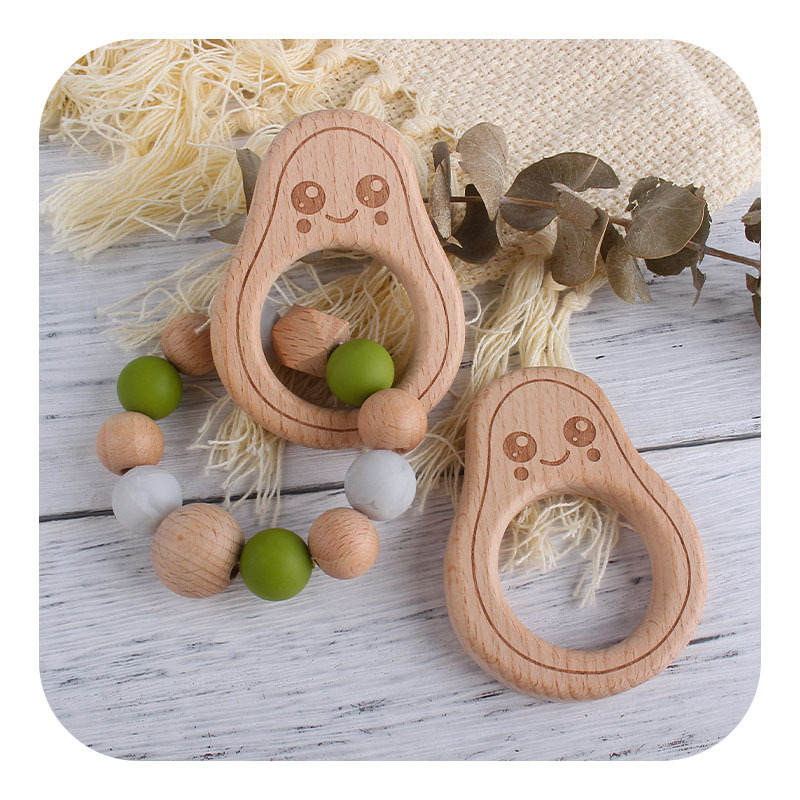 Suministros para bebés de dibujos animados haya aguacate juguete teether bebé Seguridad Protección del Medio Ambiente dientes molienda palo DIY Accesorios