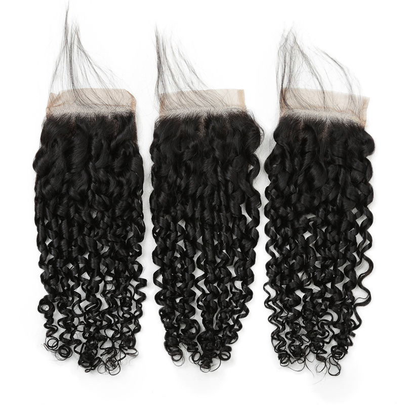 Human Hair 12A Pissy Curly Closure 4X4 Lace Hand-Woven Human Hair Block Accessories Human Hair 12A Pissy Curly Closure 4X4 Lace Hand-Woven Human Hair Block Accessories
