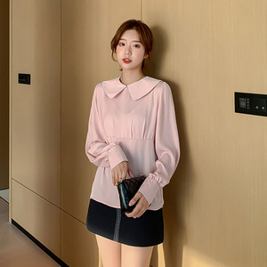 打底衫女2020洋气春款大码纯色韩版宽松百搭小衫女士长袖仙气上衣
