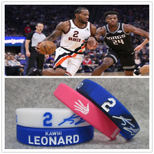 快船2号篮球球星伦纳德 小卡横标签名运动手环 夜光硅胶腕带球迷