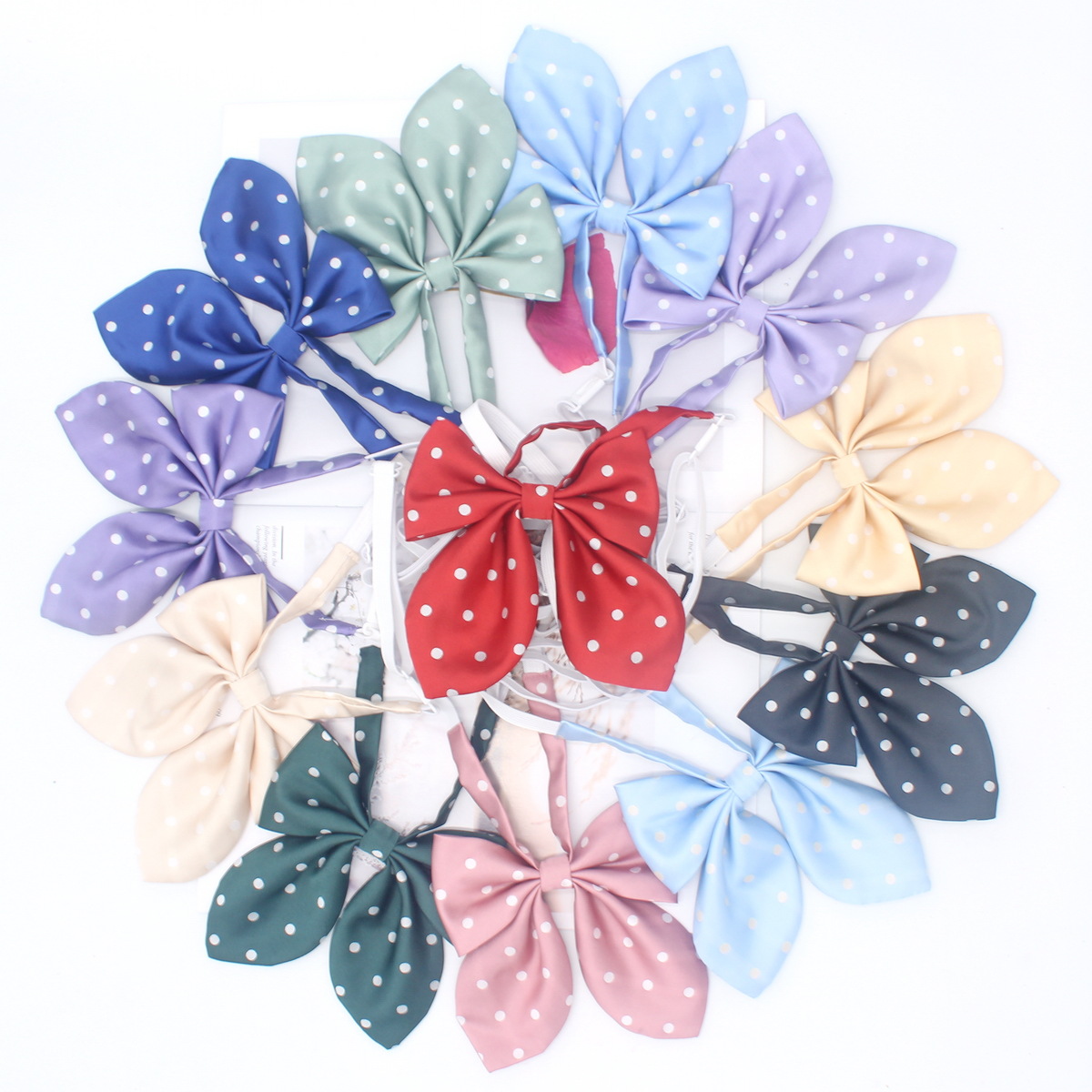 Pajarita de orejas de conejo de lunares para niñas Estilo coreano lindo lazo fabricante spot lunares jacquard jk pajarita pajarita flor