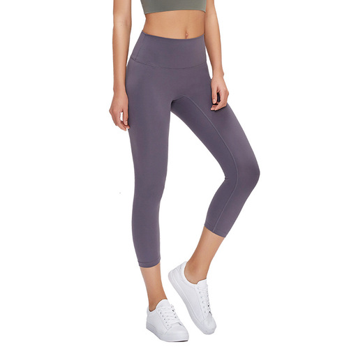 New style nude-feeling yoga cropped pants without embarrassing lines, skin-friendly high-waisted butt-lifting, slim-fitting sports fitness pants for women