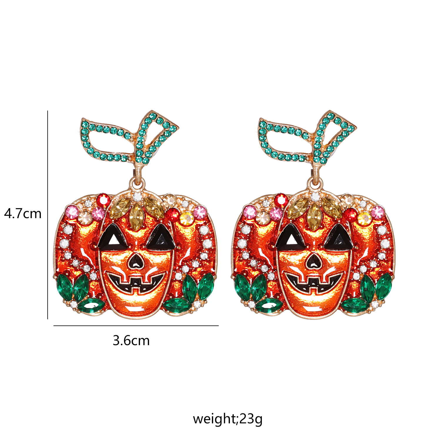 Hip Hop Horror Halloween Orange Pumpkin Ghost Combination Earrings display picture 1