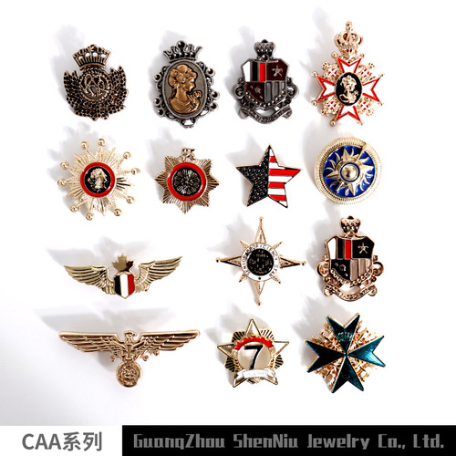 [CAA] ins trendy metal college British style retro star badge pin corsage coat badge