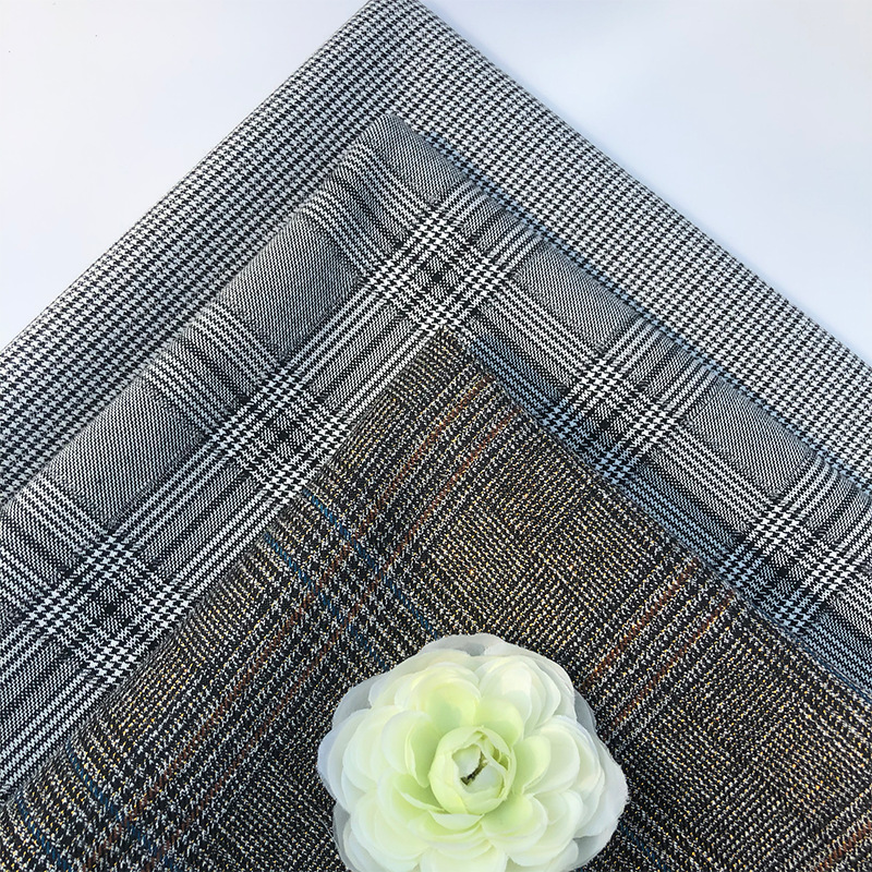 复古TR微弹千鸟格子西装布料 春秋马甲半裙裤子面料