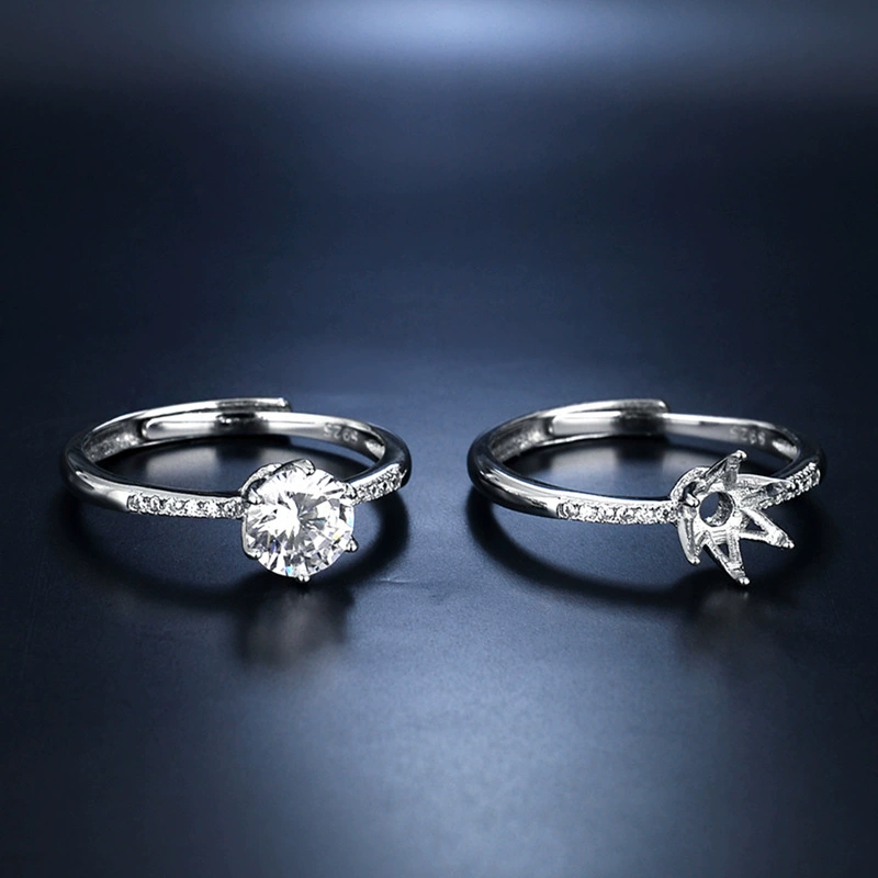 Ring with stone, platinum wedding ring, 925 sample silver, platinum 950 sample, 1 carat