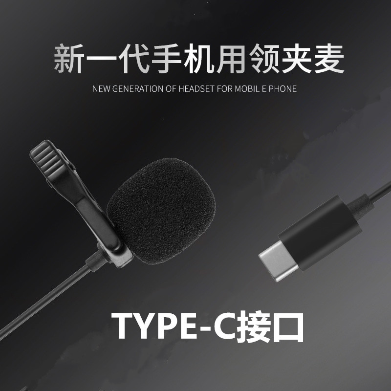 TYPE-C Mobile Phone Lavalier Mini Microphone K Song Interview Recording Microphone Live Eating and Broadcasting Capacitor Microphone