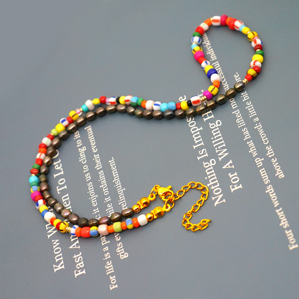 Ethnic Style Rainbow Beads Pearls Natural Pearl Necklace Bohemian Beach Style Necklace Wholesale Nihaojewelry display picture 5