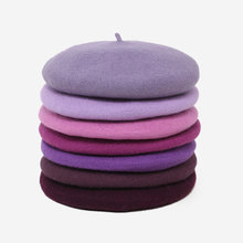 紫色系列黑加仑紫深色浅色紫色羊毛呢贝雷帽秋冬天女式配饰画家帽