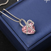 萱派 Foreign trade jewelry LOVE You FOREVER Ocean Heart of Peach Heart Crystal Clasized Clasm Claim Elberry Necklace Women