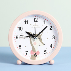 Minimalist Round Cartoon Alarm Clock Bedside Accent Silent Sweep Second Alarm Clock Round Lazy Student Gift Bedroom Decoration