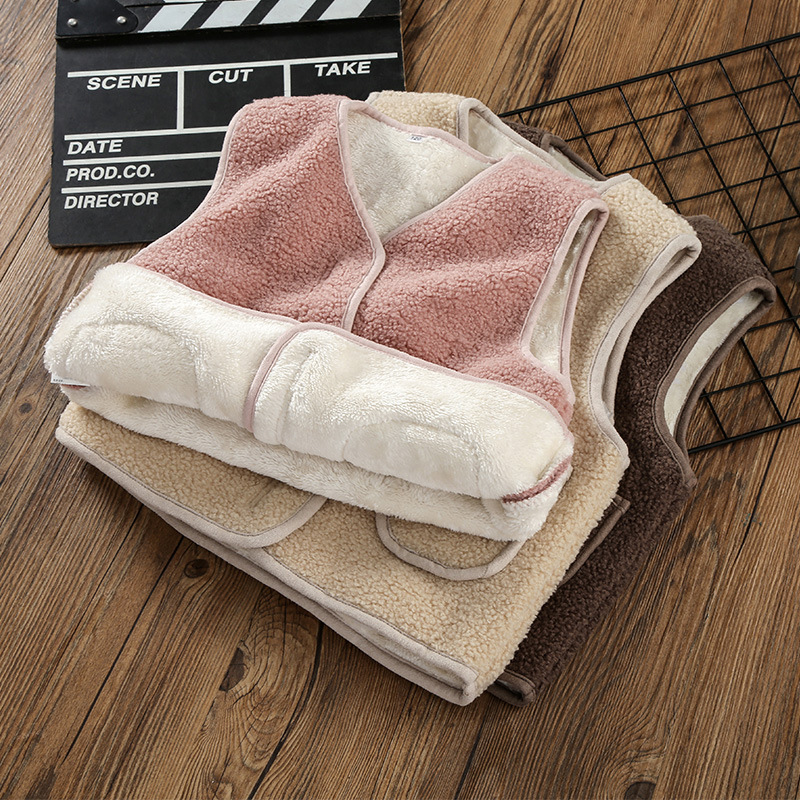 Plush thickening Sherpa children Vest Boy girl Children Autumn and winter Domestic and foreign Two-sided Plush vest