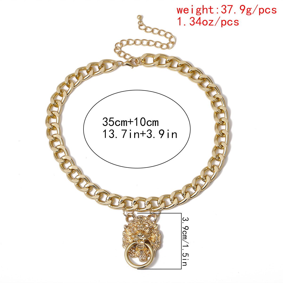 New Fashion Single-layer Punk Lion Head Necklace Hip-hop Trend Exaggerated Three-dimensional Necklace Women display picture 1