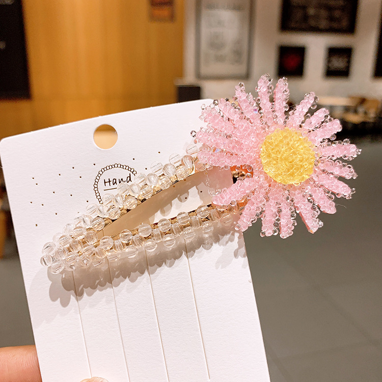 Korean Fashion Spring And Summer Small Daisy Hairpin Crystal Bb Clip Flower Rhinestone Edge Clip Mori Headdress display picture 8