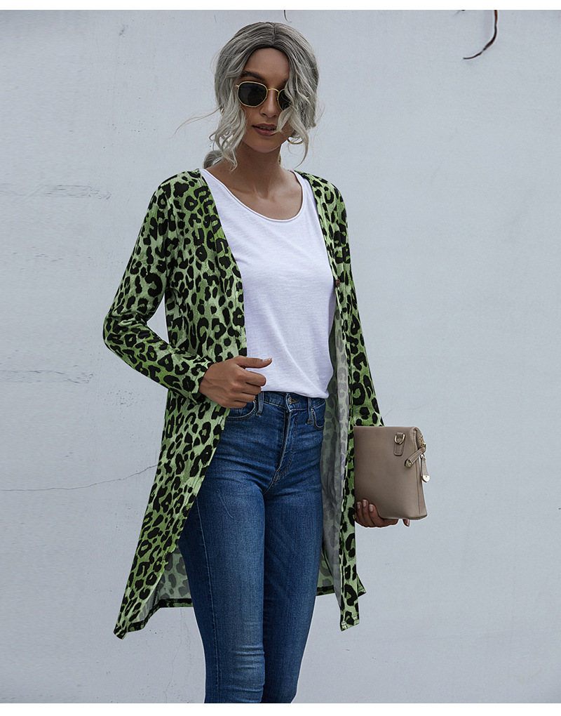 long-sleeved buttons leopard print jacket nihaostyles clothing wholesale NSGNX82775