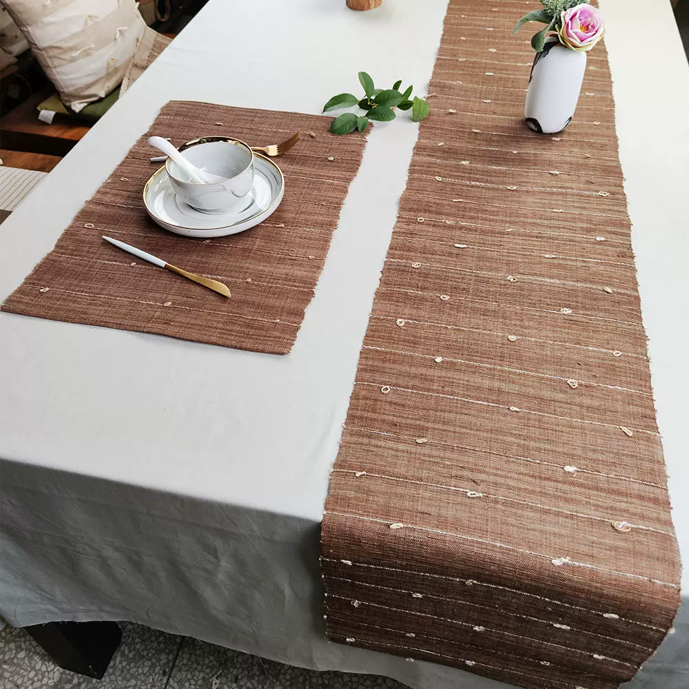 手织苎麻条纹餐垫夏布禅意茶席茶垫