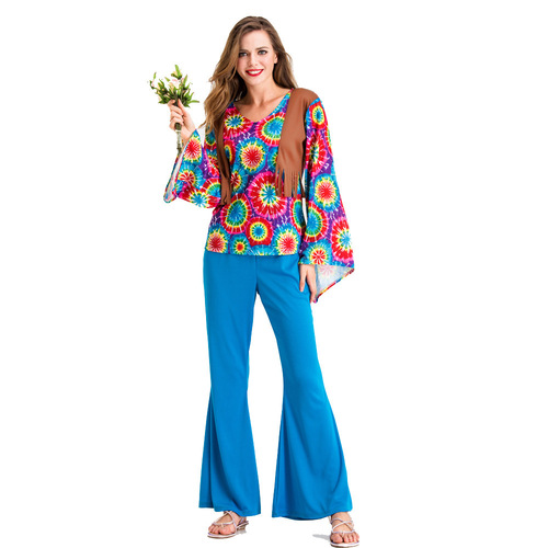 Hippie Halloween 80s trendy men's and women's costumes, men's and women's masquerade role costumes, stage costumes