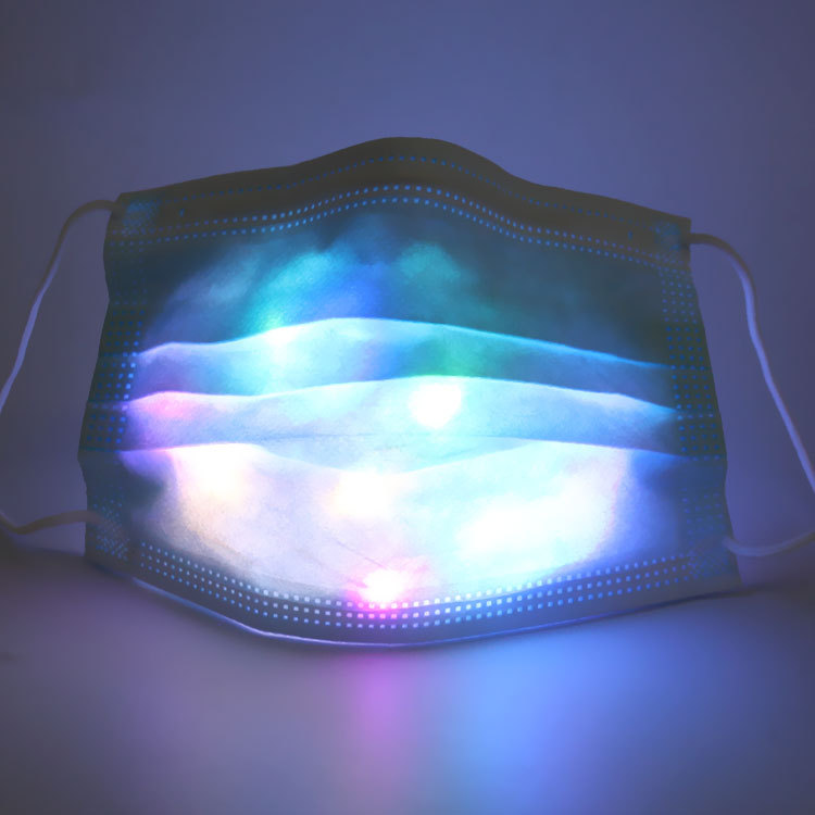 新款LED发光蹦迪口罩 酒吧KTV气氛道具 派对舞会荧光蹦迪面罩装备