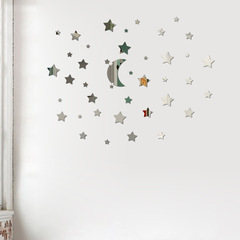 New Moon Star Combination 3D Stereoscopic Non-toxic Environmental Protection Factory Direct Sales Mirror Wall Stickers with Backing Glue Forty Stars 