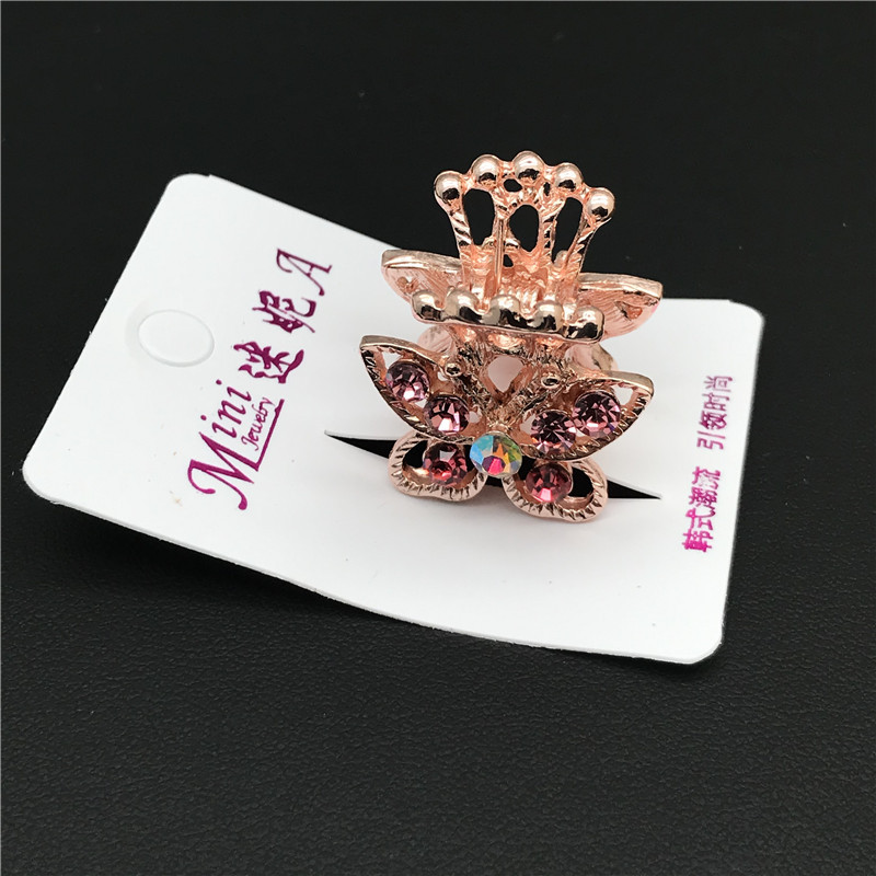 Chapado en oro de diamante incrustado diamante de cristal lleno de diamante pequeño clip de horquilla clip de dos yuanes tienda accesorios para el cabello accesorios para la cabeza puesto de suministro