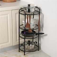 黑色多層廚房置物架家用放鍋架轉角儲物架落地多層收納鍋架子批發