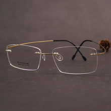 简约时尚无框镜架 超轻纯钛防过敏 无铰链眼镜平光镜 16005