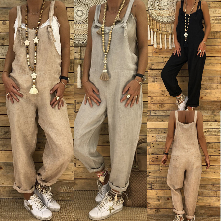 Ladies Casual Loose Suspenders Jumpsuit Plus Size Overalls NSYF3650