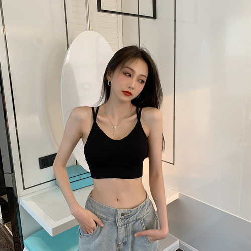 Kaka-style cross-back seamless camisole bralette strapless underwire workout tank top women's lingerie