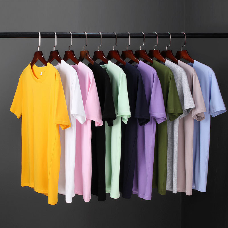Summer solid color base body-friendly couple clothing for students…