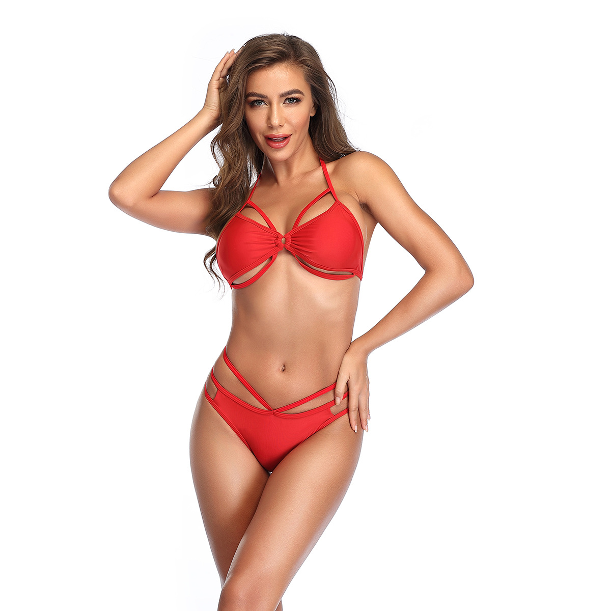 New swimsuit hot style bikini solid color sexy three-point bikini swimwear NSHL3960