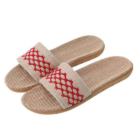 New Style Linen Slippers Women's Summer Indoor Wood Flooring Couple's Home Non-slip Thick Bottom Home Slippers Men's Wholesale