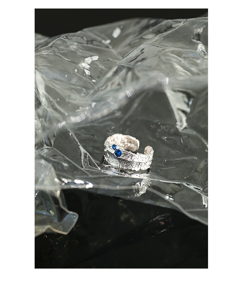 Korean Irregular Surface Zircon Sterling Silver Ring display picture 6