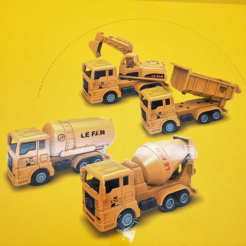 Set de Vehículos de Construcción de Impulso de Plástico Retráctil para Niños