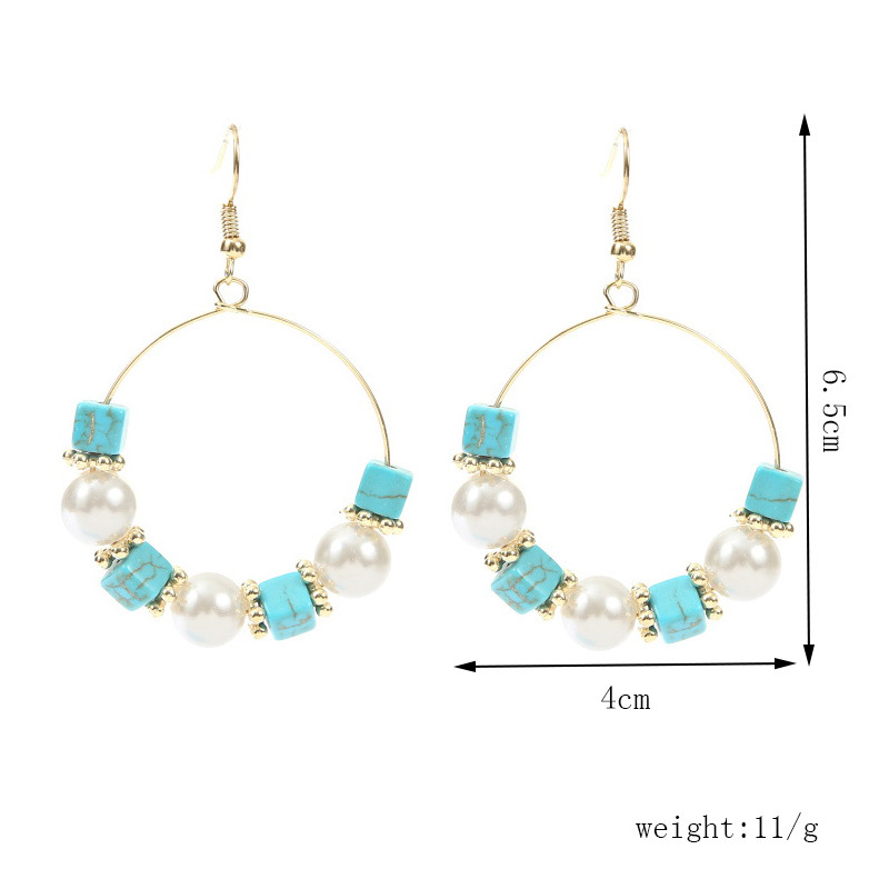 Geometric Round Pearl Stone Beaded Earrings Trend Creative Crystal Handmade Earrings Jewelry Wholesale Nihaojewelry display picture 1