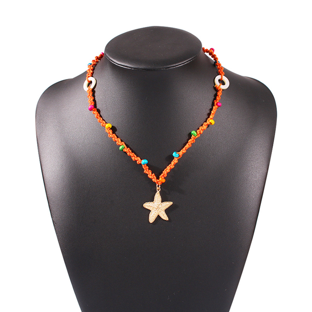 New Fashion Creative Hand-woven Bohemian Alloy Starfish Pendant Necklace Wholesale display picture 7