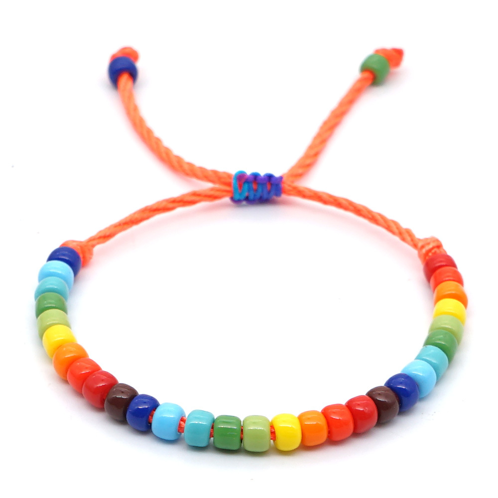 creative Bohemian ethnic rainbow enamel beads glass handmade couple braceletpicture3