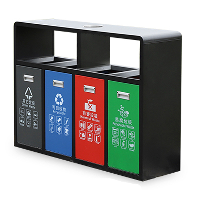 四分类户外垃圾桶室外垃圾箱干湿环卫不锈钢果皮箱可回收