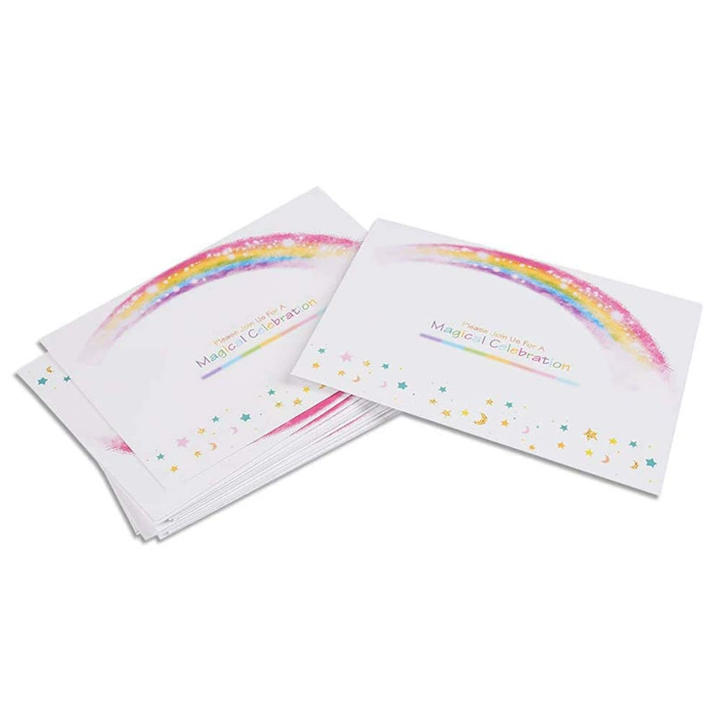 Paper greeting card wedding party pink princess party invitation letter holiday invitation Rainbow birthday party invitation card