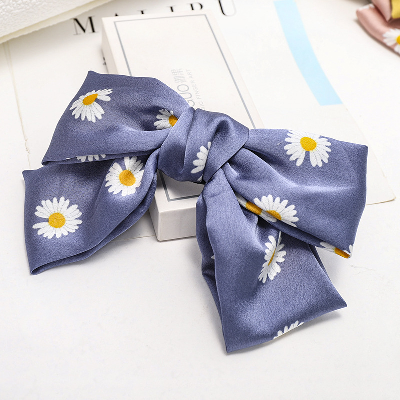 Korean New Fashion Hairpin Double Bow Print Daisy Cheap Spring Clip display picture 7