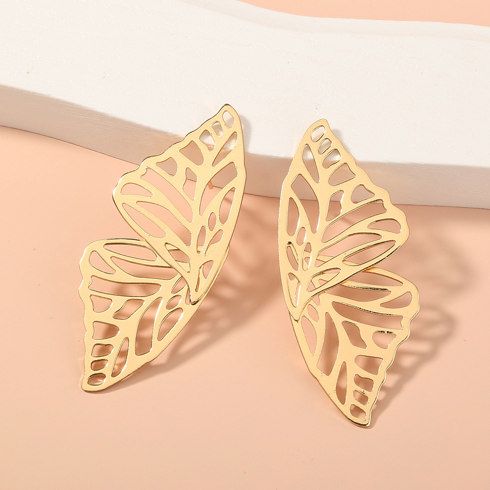 Fashion Hollow Symmetrical Butterfly Wings Earrings display picture 2