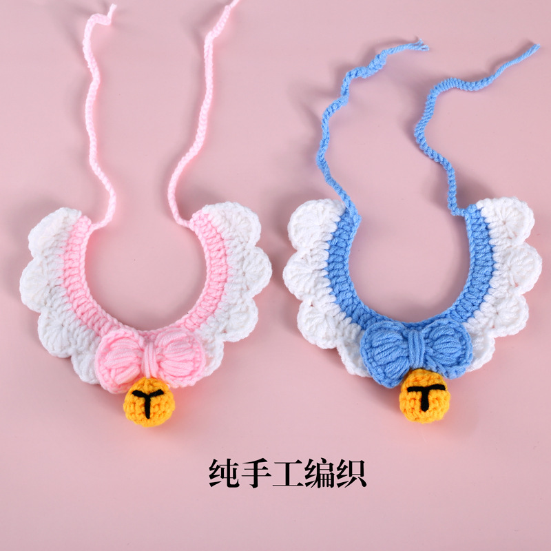 Tejido a mano mascota arco campana gatos perros Cole pato collar collar ping-pong accesorios ajustables