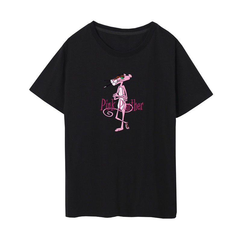 纯棉文化衫定制欧美爆款男装夏装圆领粉红豹短袖t恤男潮牌上衣服|ru