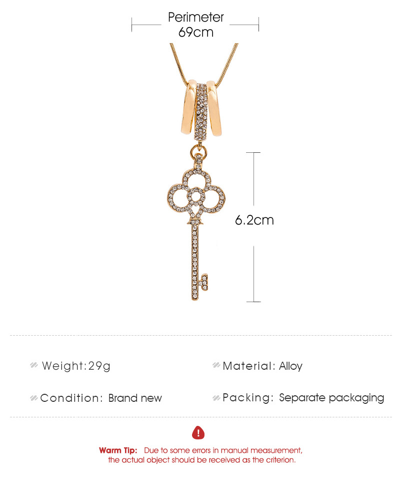 New Necklace Fashion Temperament Key Necklace Hollow Diamond Long Sweater Chain Necklace Wholesale display picture 1