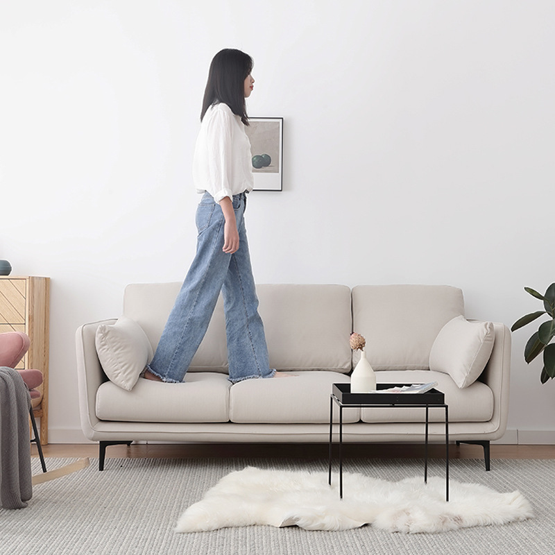 Sofá de tela nórdico Yihai Xuan, mueble de sala de estar, tres plazas, para apartamento de alquiler, modelo pequeño de látex para el hogar