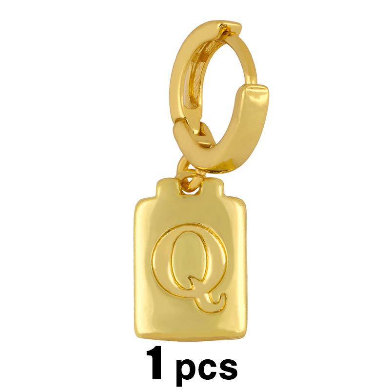 Einfache Quadratische Glänzende 26 Buchstaben Ohrringe display picture 7
