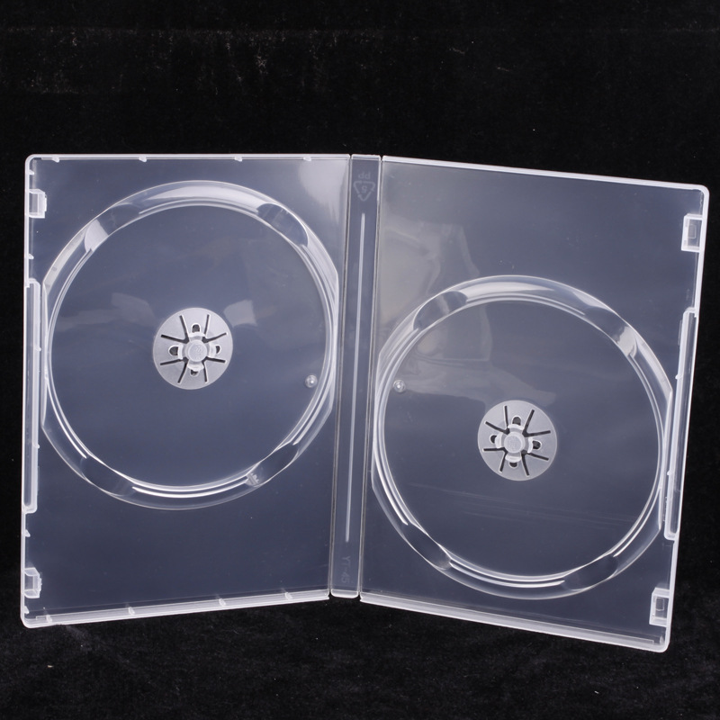 加厚双片装14厘透明DVD盒 塑料光碟盒 带膜可插页光盘包装盒