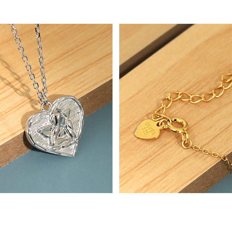 Korean Style Heart-shaped Angel Silver Necklace display picture 9
